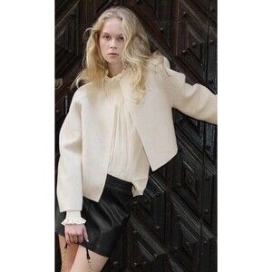 Urban Revivo Beige  Wool Blend Jacket Flared Sleeves Size M